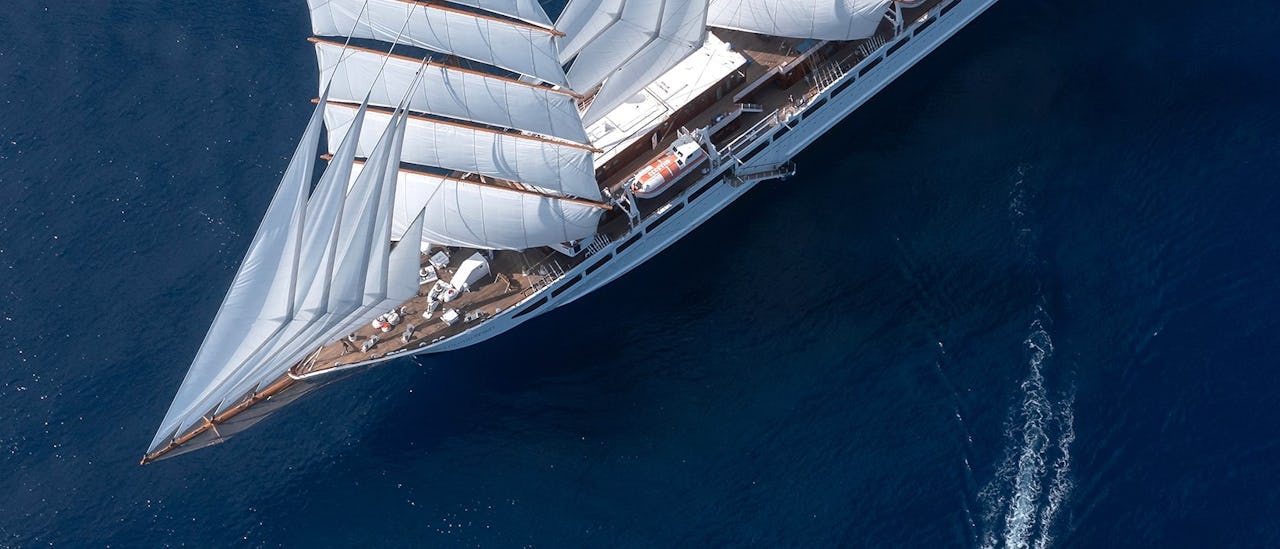 Kreuzfahrtschiff Sea Cloud Spirit Sicht von oben