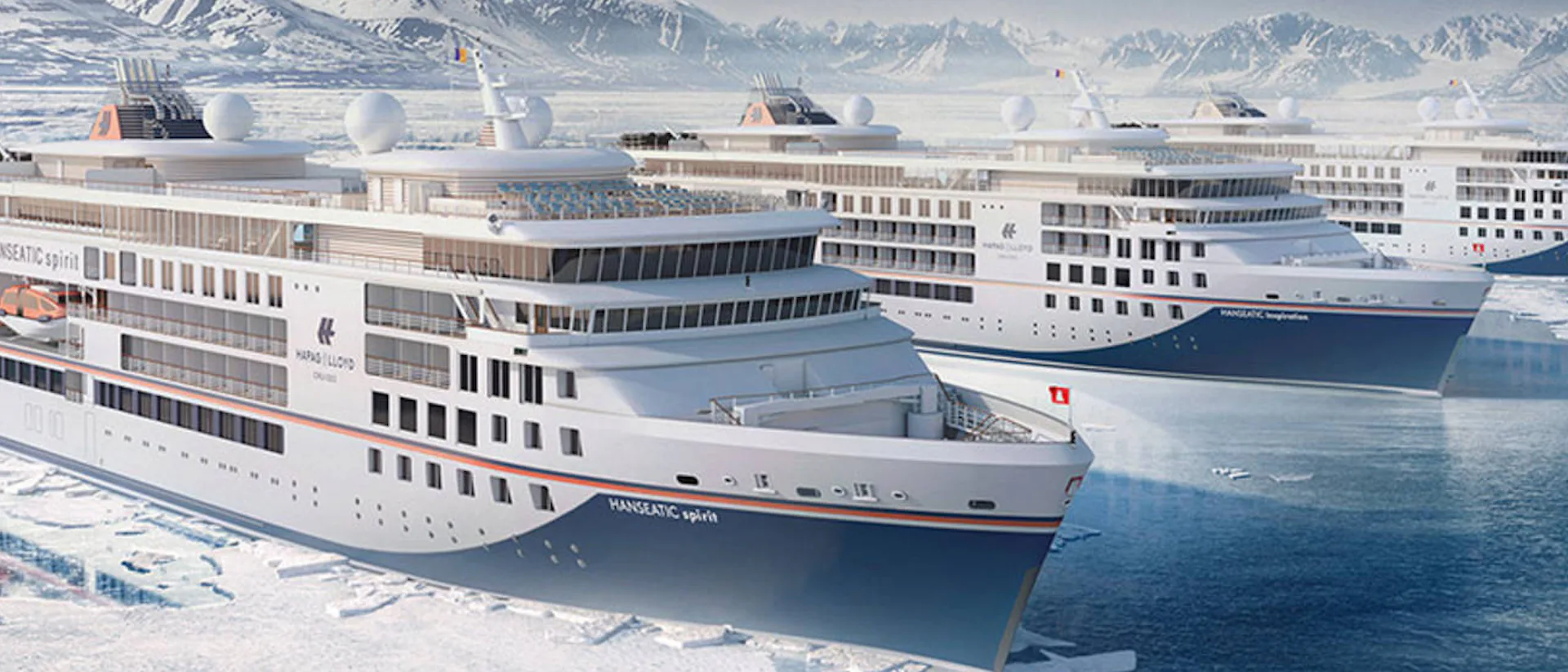 Kreuzfahrtschiff Hanseatic Spirit auf dem vereisten Meer